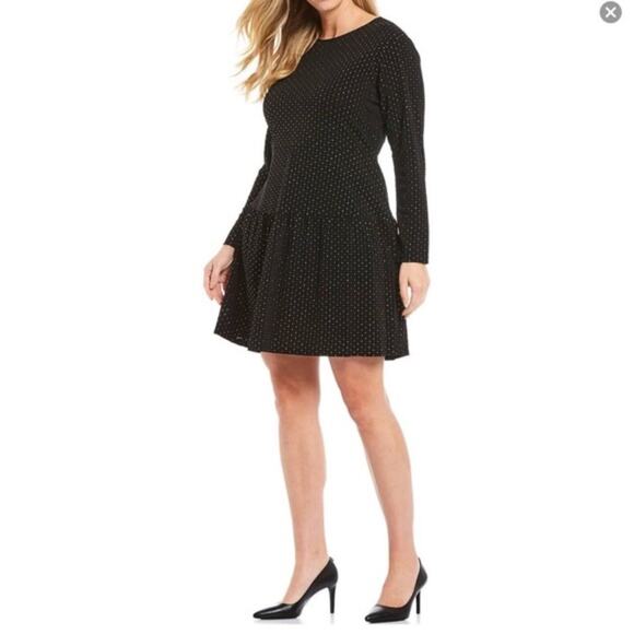 MICHAEL Michael Kors drop waist embellished dress w/shirred skirt black velvet - Picture 2 of 11